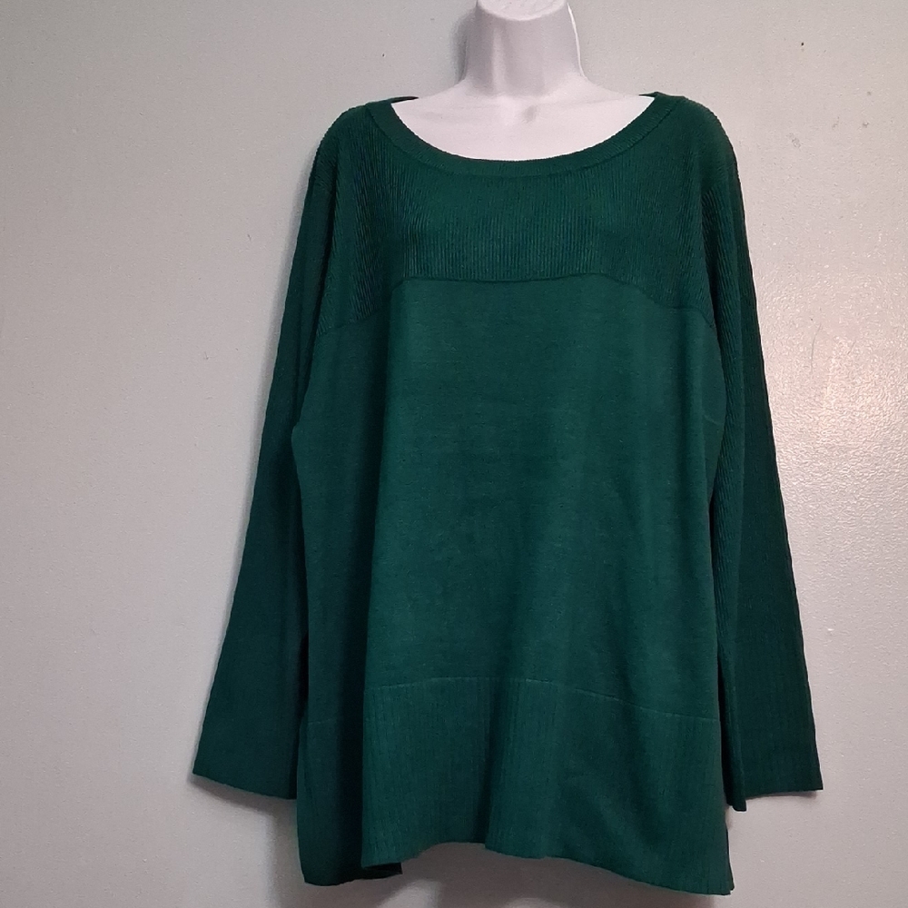 Cable & Gauge size 3X women's aventurine green long sleeves sweater.